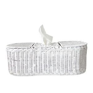 Vintage Rattan Wicker Kleenex Holder Storage White Kleenex Bathroom Mid Century